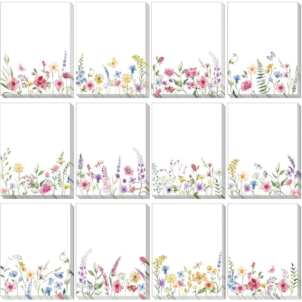 12 Pads Wildflower Sticky Notes Flower Sticky Notes 3 X 4 Inches Floral Notepad